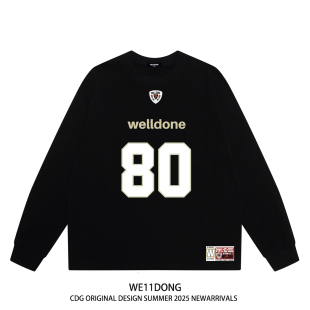 秋 t恤打底衫 WE11DONE CDG潮牌80号球衣WELLDONE男女宽松纯棉长袖