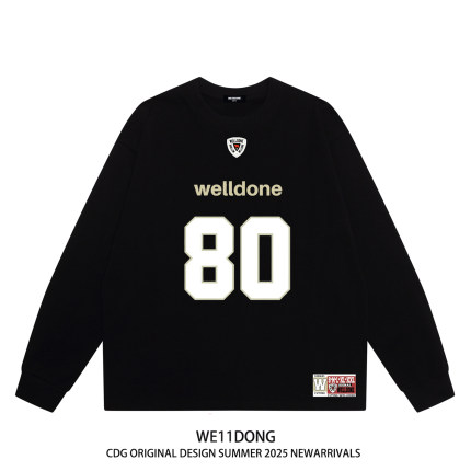 WE11DONE CDG潮牌80号球衣WELLDONE男女宽松纯棉长袖t恤打底衫秋