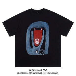 t恤 小众潮牌动漫周边印花男女重磅休闲宽松纯棉短袖 WE11DONE CDG