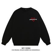 WE11DONE CDG小众潮牌WELLDONE爱心印花男女重磅宽松加绒圆领卫衣
