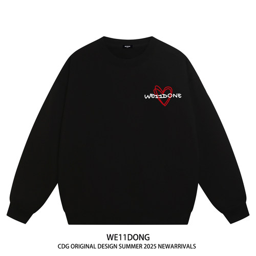 WE11DONE重磅宽松加绒圆领卫衣