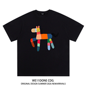 潮牌WELLDONE小马印花男女重磅宽松纯棉短袖 WE11DONE CDG美式 t恤
