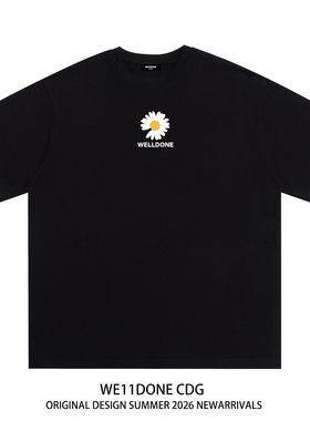 WE11DONE CDG美式潮牌WELLDONE雏菊印花男女重磅宽松纯棉短袖t恤