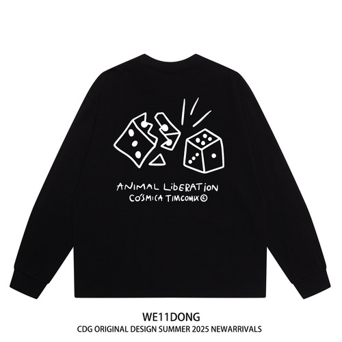 WE11DONE爱心骰子印花长袖t恤