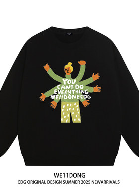 WE11DONE CDG宋佳明星同款高级感设计插画男女宽松加绒圆领卫衣潮