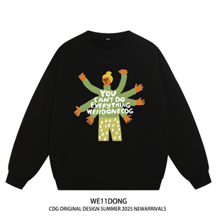 WE11DONE 高级感设计插画男女宽松加绒圆领卫衣潮 CDG宋佳明星同款