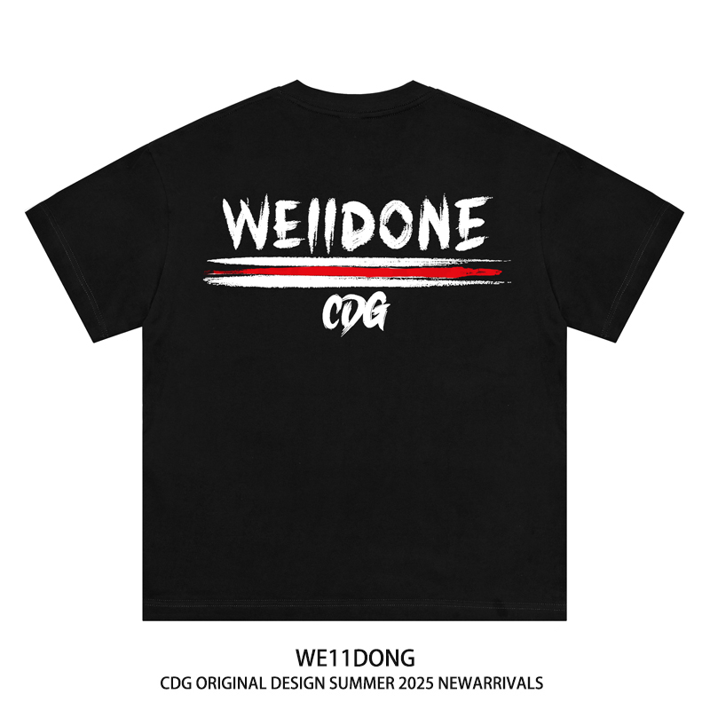 WE11DONE手绘字母印花短袖T恤男