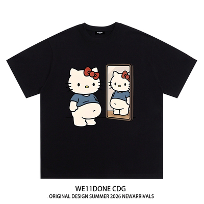 WE11DONECDG卡通kitty猫短袖t恤