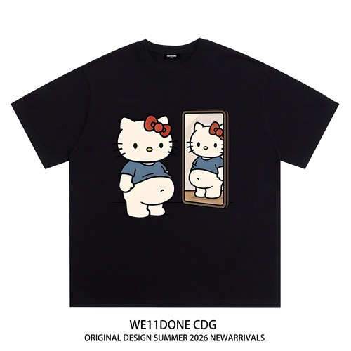 WE11DONECDG卡通kitty猫短袖t恤