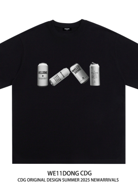 WE11DONE CDG小众潮牌瓶子印花半袖休闲宽松重磅纯棉短袖T恤男女