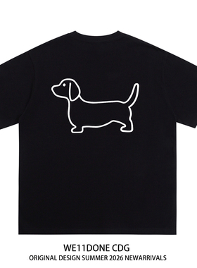 WE11DONE CDG美式潮牌WELLDONE小狗印花男女重磅宽松纯棉短袖t恤