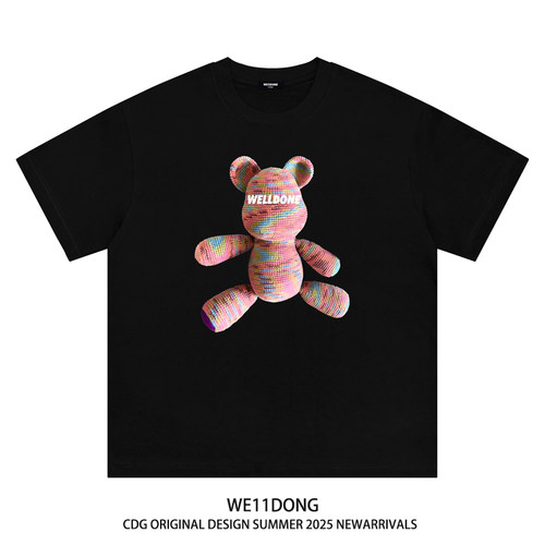 WE11DONE小熊印花纯棉短袖T恤