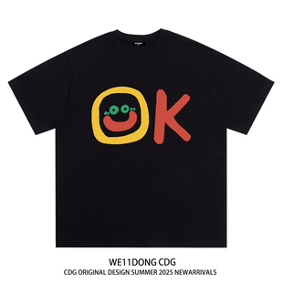 WE11DONE CDG小众潮牌OK字母印花男女美式高街宽松纯棉短袖t恤ins