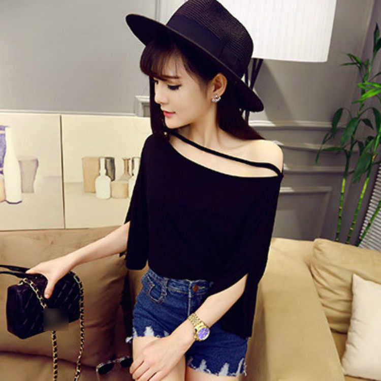 夏季新品大码女装一字领夏装中袖T恤衫 蝙蝠袖漏肩性感舒适上衣|ruв категории Женская одежда, футболка - от Buy2taobao.com для оказания профессиональной услуги покупки агента Taobao