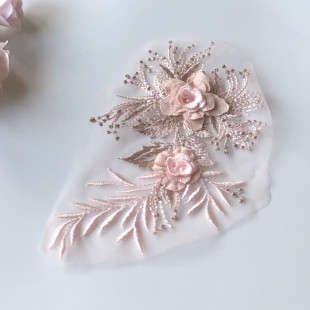 立体花朵刺绣布贴网纱补丁片蕾丝贴花衣汉服装 饰辅料手工缝补DIY