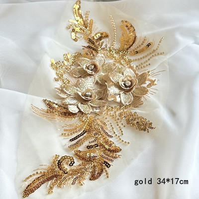 立体亮片花朵网纱刺绣布贴辅料