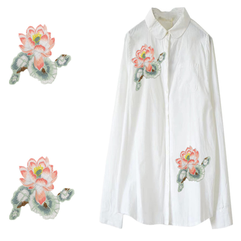 diy古风荷花朵衣服裙手工布贴