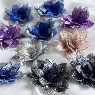 饰辅料手工DIY 立体亮片花朵刺绣布贴小号补丁片旗袍婚纱衣服裙装