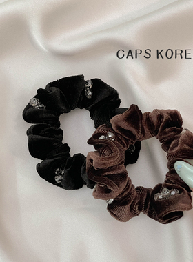 CAPS KOREA ｜丝绒带钻小号黑色大肠发圈精致高级感扎马尾小头绳
