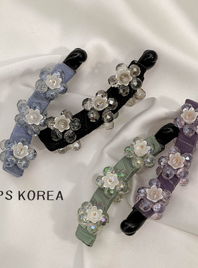 CAPS KOREA ｜手工串珠轻奢水晶后脑勺马尾固定神器香蕉夹竖发夹