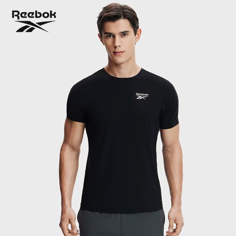 反季 Reebok锐步运动户外运动修身圆领短袖T恤男女同款白色GR8486
