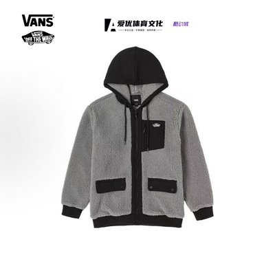 Vans范斯羊羔毛绒格子印花立领拉链长袖夹克外套冬季保暖男女款