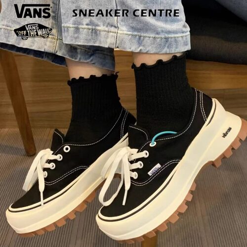 范斯男女同款增高厚底德比帆布鞋