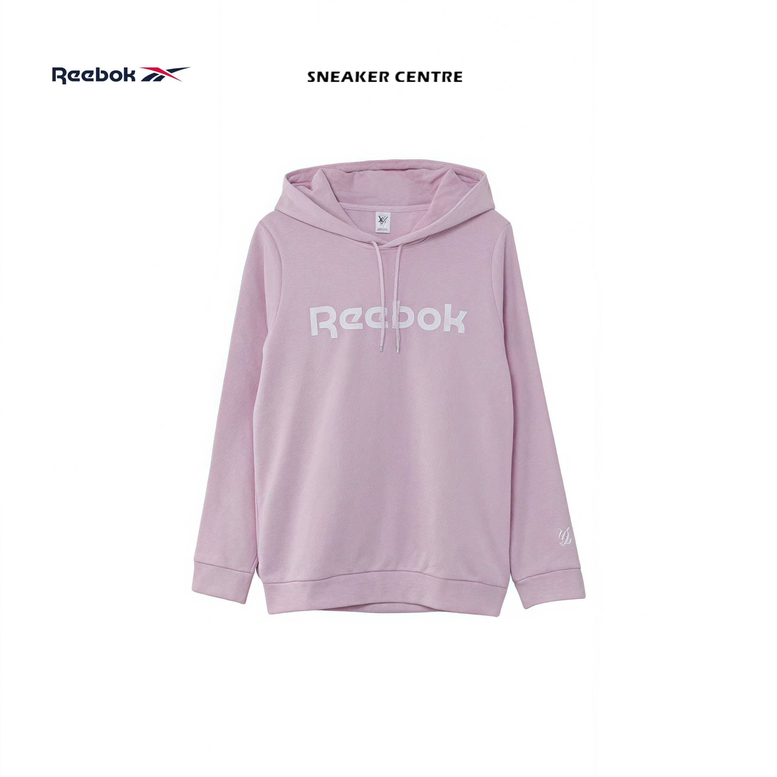 Reebok锐步女子基础款百搭经典带帽衫字母连帽套头卫衣GV5520粉色