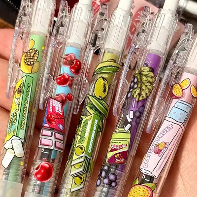 TANOSEE塔诺塞水果香味限定学生考试刷题按动黑色0.5速干中性笔