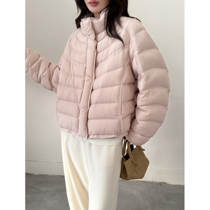 设计感排骨感立领羽绒服女短款2025冬装新款韩版简约90白鸭绒外套