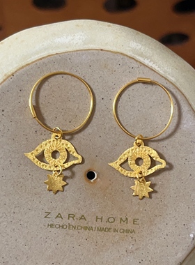 现货恶魔之眼耳钉西班牙ApresSki镀金中古小众复古设计感时髦耳饰