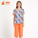 Y领印花女套睡衣家居套装 Topnew 铜牛春夏汗布短袖 VJ069