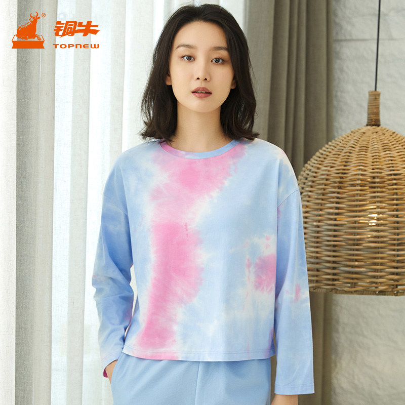 铜牛棉混纺扎染布休闲上装