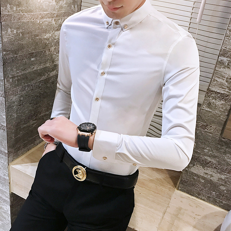 2018新款男士衬衫纯色休闲长袖衬衫八色入C14-P50