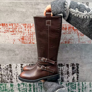 2025新款韩系厚底增高马丁靴女英伦风高筒靴子百搭粗跟女靴子