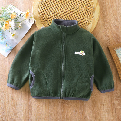 儿童加绒保暖外套男女童上衣中大童摇粒绒加厚加绒卫衣宝宝衣服