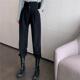 女秋冬2025新款 长裤 复古韩版 子休闲工装 高腰排扣宽阔腿裤 哈伦裤