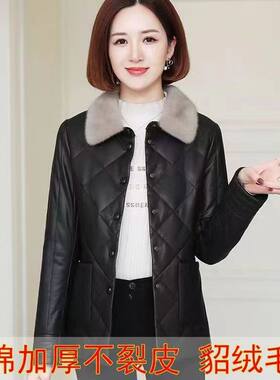 皮衣女秋冬pu皮短款妈妈装外套女
