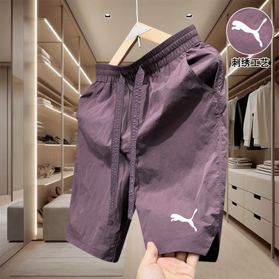 马家夏季新款速干男士五分裤刺绣男生短裤美式中裤情侣沙滩裤休闲