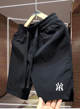 夏季新款速干男生短裤刺绣男士五分裤ins美式中裤情侣沙滩裤休闲