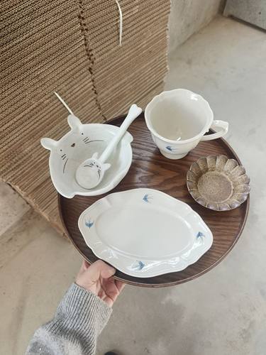 龙猫釉 下彩可爱儿童餐具早餐一人食减脂餐具