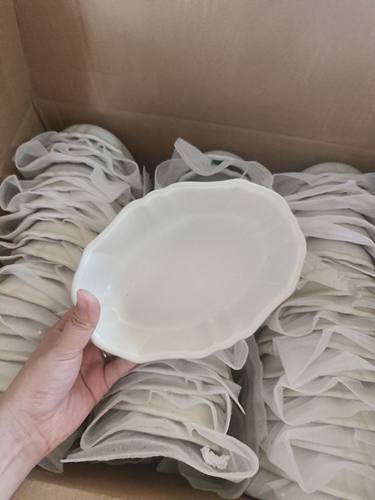 景德镇粗陶7寸海棠船型深盘沙拉盘意面盘水果盘菜盘焗饭盘烤盘