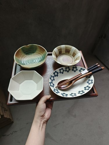 五月新搭配 一人食餐具 小兰花套装 高温釉下彩