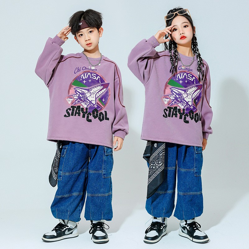 儿童街舞潮服嘻哈hiphop童装潮牌帅气男女童架子鼓表演套装演出服