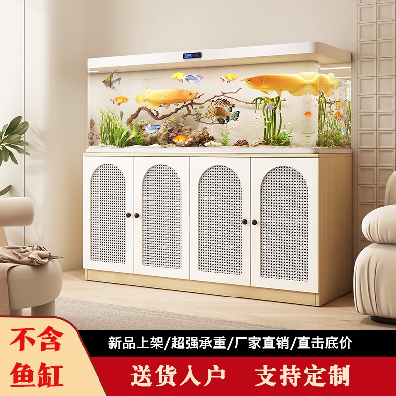占妍奇鱼缸底柜奶油风超强承重