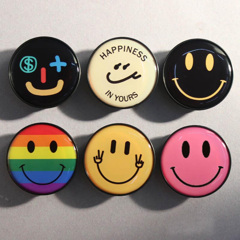 笑脸原创手机韩国小众指环黄色