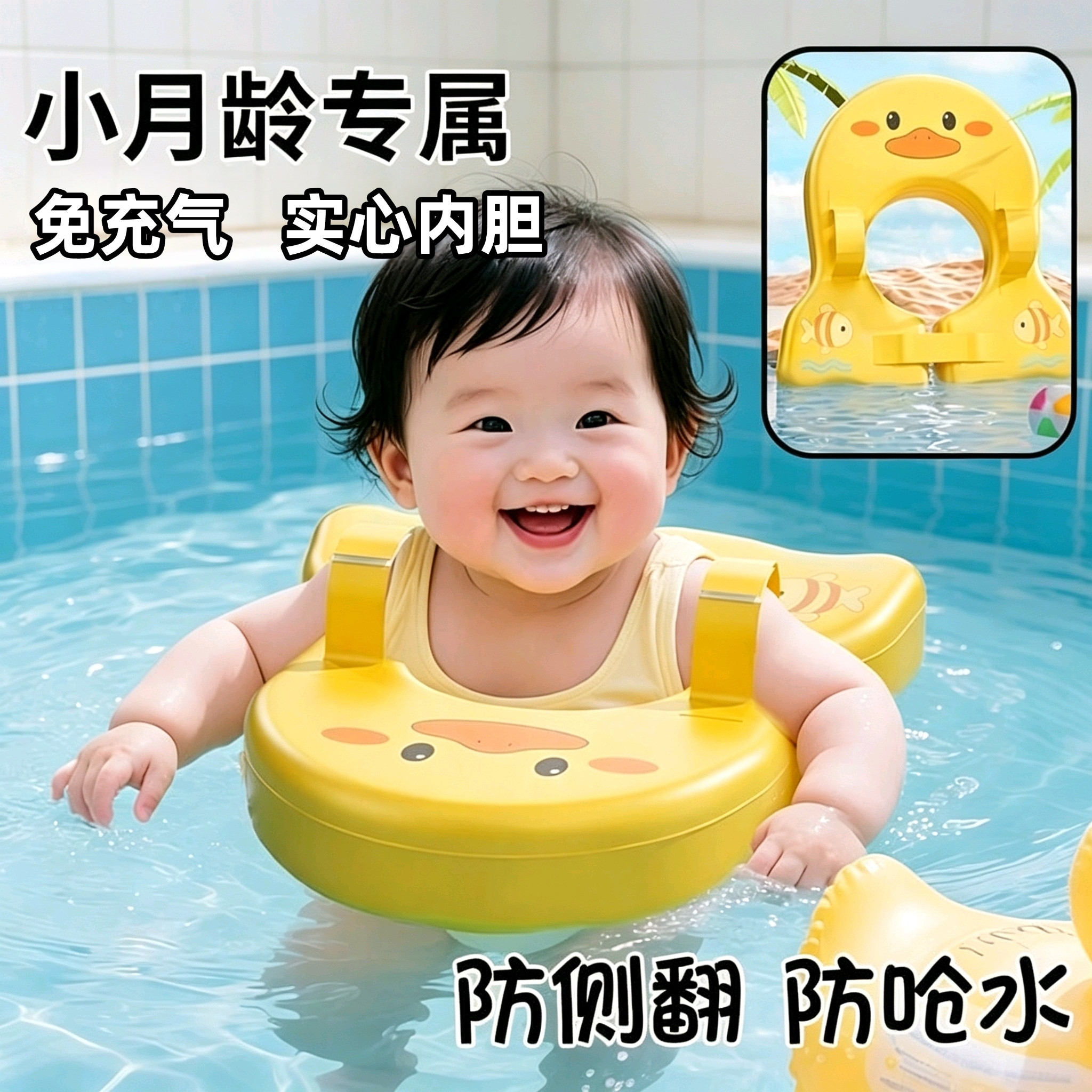 免充气婴儿游泳圈腋下圈新生幼儿游泳圈