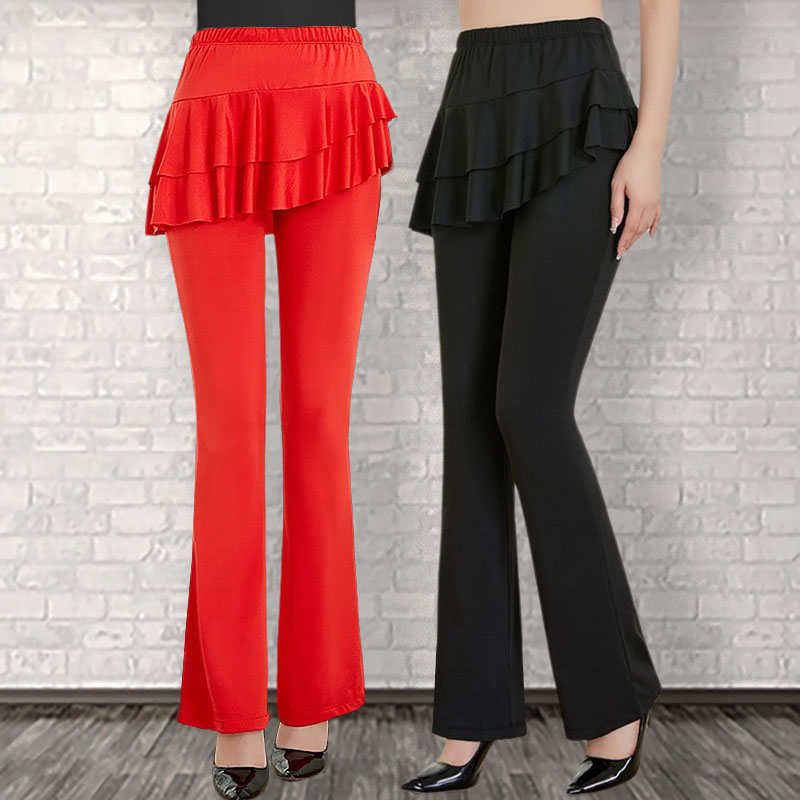 广场舞裙裤拉丁舞练功裤高腰薄绒