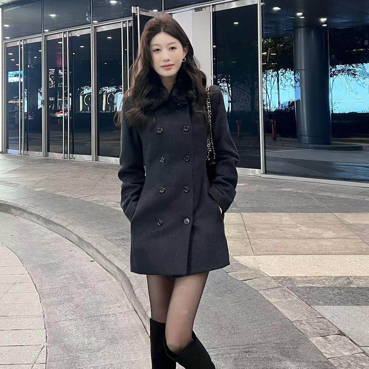女大大衣舒适日常外出毛呢外套