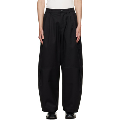 欧美新款茧型肥腿弯刀裤拼接立体捏折西裤阔腿长裤